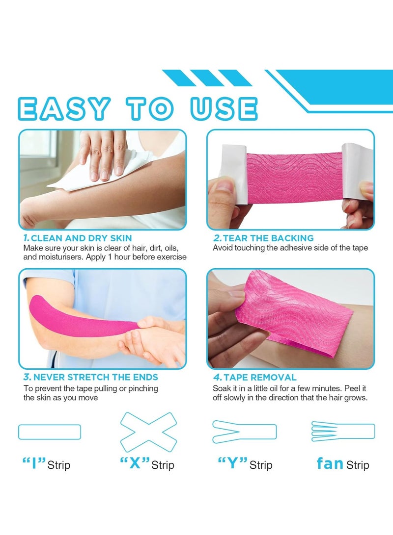 "40 قطعة كينيزيولوجي سبورتس تيب مقصوصة مسبقًا - 4 ألوان شريط رياضي قطني 20 × 4 سم لدعم العضلات والمفاصل، شريط رياضي مرن قابل للتنفس للركبة والكتف والساق - كي تي تيب  " - Image 5